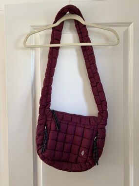 NWOT Free People Quilted Baby CarryAll Sling Bag in Mulberry